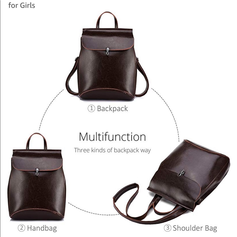 Leather Pink Multifunctional Backpack - image 3